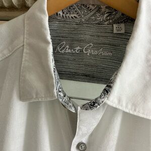 Robert Graham White Shirt with Patterned Collar